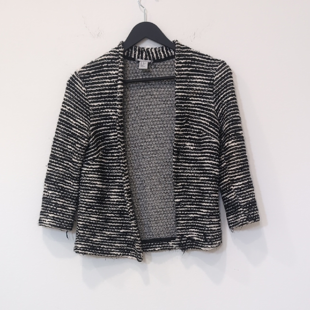 Black and White Striped Cardigan